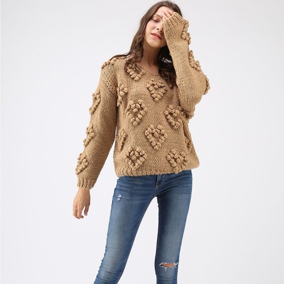 CHICWISH Knit Your Love sweater in tan brown size small - Picture 2 of 12